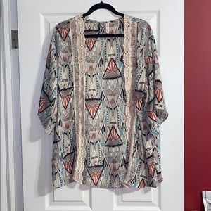 Tribal pattern kimono with crochet trim size S/M